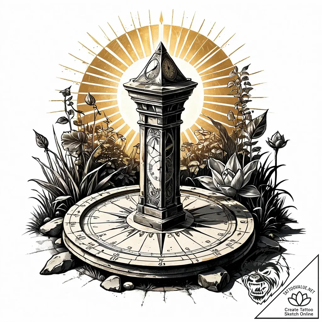 Sundial - style Jaeger Simple - tattoo sketch (12.11.2025 05:10)