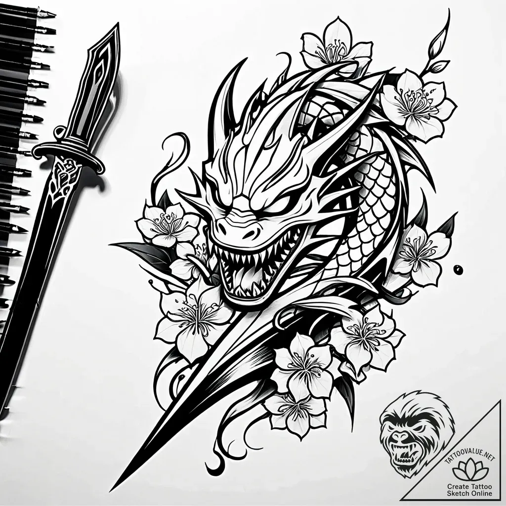 Animated dagger dripping with venom, concept... - style Jaeger Simple - tattoo sketch (12.11.2025 05:22)