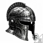 A roman centurion helmet with battle damage – style Jaeger Mini – tattoo sketch (12.11.2025 05:25)