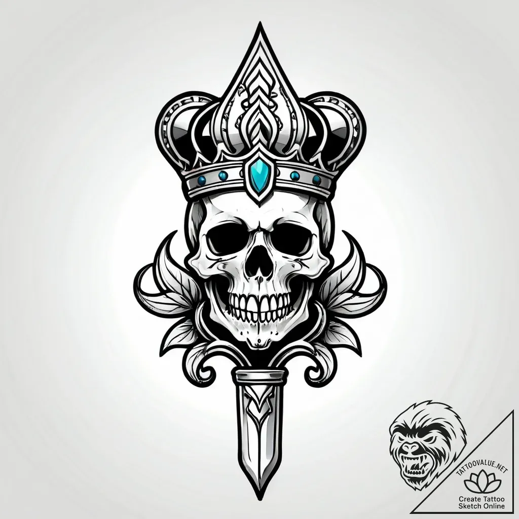 Royal scepter topped with a skull, tattoo ske... - style Jagger Old - tattoo sketch (12.11.2025 05:28)