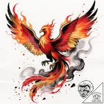 Tattoo sketch, fiery phoenix rising from ash… – style Flux Inscriptions – tattoo sketch (12.11.2025 05:31)