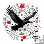 Atomic raven calling from data vortex, ink il… – style Jaeger Mini – tattoo sketch (12.11.2025 05:36)