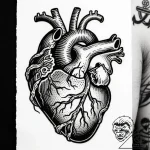 Hollow heart wrapped in roots, ink illustrati… – style Flux Inscriptions – tattoo sketch (12.11.2025 05:43)