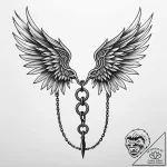 Ethereal wings bound in chains, concept art f… – style Jaeger Simple – tattoo sketch (12.11.2025 05:46)