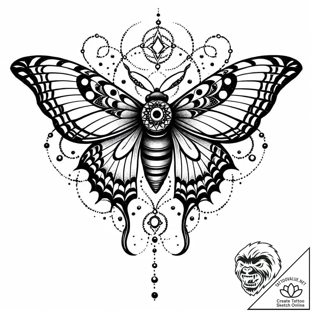 Cosmic moth flying through rift, concept art... - style Jaeger Mini - tattoo sketch (12.11.2025 05:49)