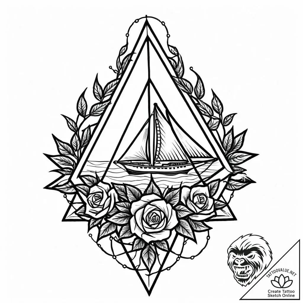 Penrose triangle intertwined with thorny vine... - style Jaeger Mini - tattoo sketch (12.11.2025 06:01)