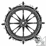 Steering wheel of a classic wooden boat, arti… – style Jaeger Mini – tattoo sketch (12.11.2025 06:12)