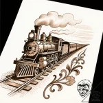 Train on a railway to infinity, tattoo flash… – style Flux Inscriptions – tattoo sketch (12.11.2025 06:19)