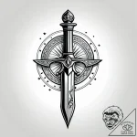 Hallowed dagger beneath celestial gate, ink i… – style Jagger Old – tattoo sketch (12.11.2025 06:52)