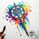 Tat tattoo sketch, fantasy character wielding… – style Jaeger Simple – tattoo sketch (12.11.2025 06:58)