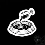 Krater spilling celestial wine, tattoo drawin… – style Flux Inscriptions – tattoo sketch (12.11.2025 07:07)