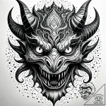 Aquatic demon with glowing eyes, ink illustra… – style Jaeger Simple – tattoo sketch (12.11.2025 07:10)