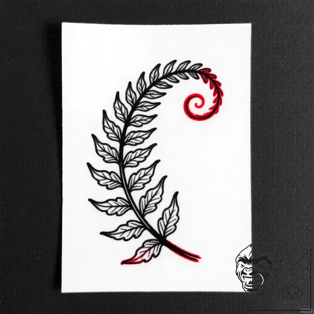 Tattoo sketch, delicate thin line fern leaf c... - style Flux Inscriptions - tattoo sketch (12.11.2025 07:19)