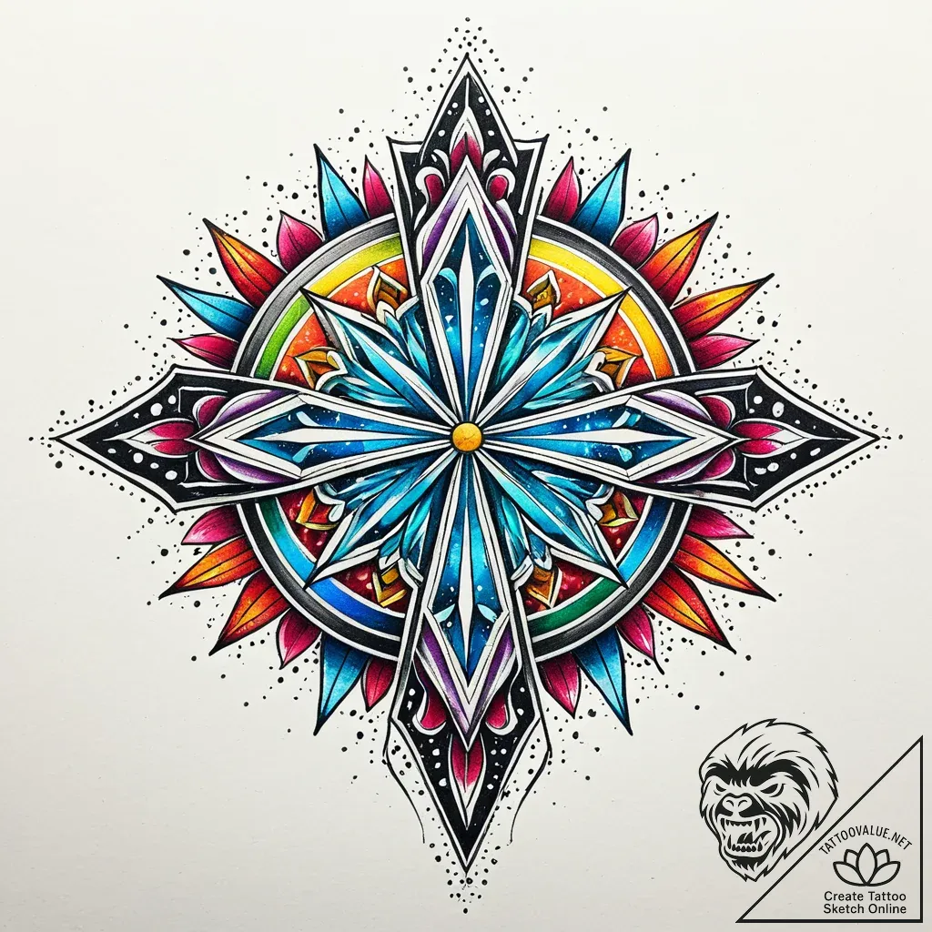 Frozen relic bleeding starlight, concept art... - style Jaeger Simple - tattoo sketch (12.11.2025 07:22)