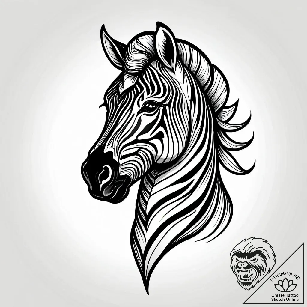 Zebra bones beneath spectral bloom, ink illus... - style Jagger Old - tattoo sketch (12.11.2025 07:39)