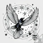 Astral raven with starry wings, artistic tatt… – style Jagger Old – tattoo sketch (12.11.2025 07:52)