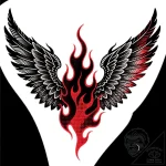 Black flames consuming wings, tattoo line art… – style Flux Inscriptions – tattoo sketch (12.11.2025 07:55)