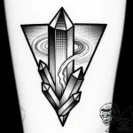 Quartz tower beneath spectral rift, tattoo sk… – style Flux Inscriptions – tattoo sketch (12.11.2025 08:07)