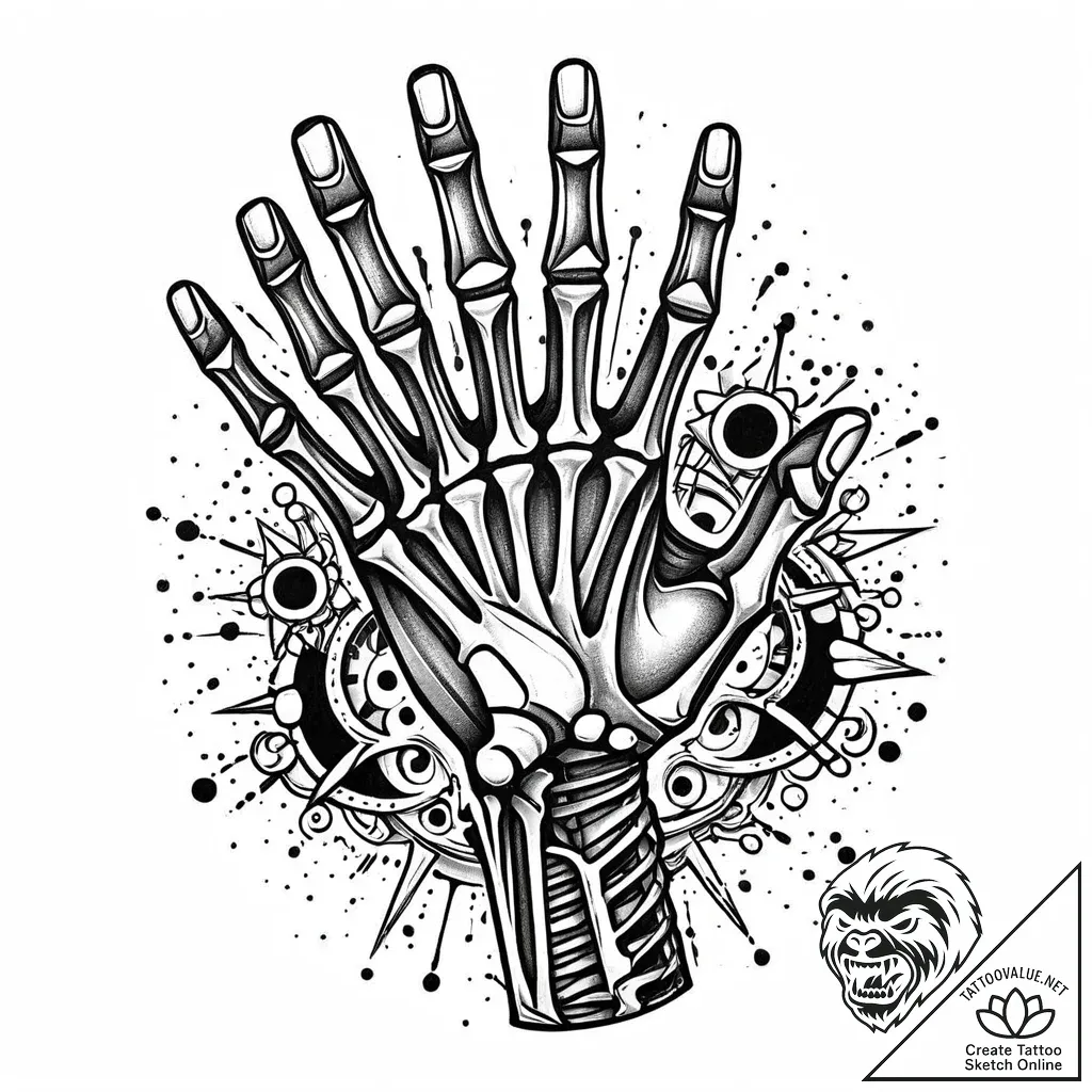 Xerox machine copying a human hand, but the c... - style Jaeger Mini - tattoo sketch (12.11.2025 08:13)