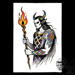 Burning staff held by spirit, tattoo flash sh… – style Flux Inscriptions – tattoo sketch (12.11.2025 08:19)
