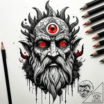 Old god’s statue, overgrown with moss, with o… – style Jaeger Simple – tattoo sketch (12.11.2025 08:22)