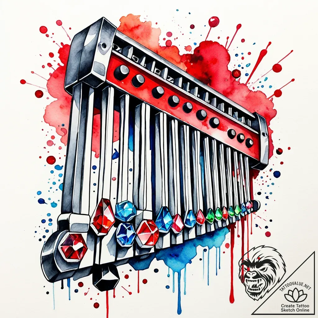 Xylophone with keys made of different colored... - style Jaeger Simple - tattoo sketch (12.11.2025 08:34)