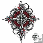 Thorned vine spiraling through void, artistic… – style Jaeger Mini – tattoo sketch (12.11.2025 08:37)