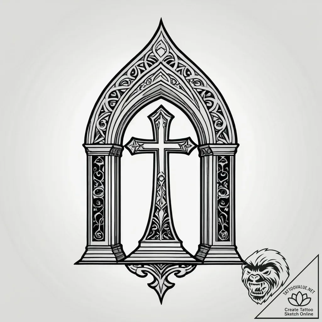 Portal opening through bone arch, artistic ta... - style Jagger Old - tattoo sketch (12.11.2025 08:40)