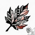 Leaf blade crowned in frost, tattoo drawing o… – style Flux Inscriptions – tattoo sketch (12.11.2025 08:43)