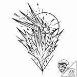 Meteor claw beneath spectral sky, tattoo line… – style Jaeger Mini – tattoo sketch (12.11.2025 08:49)