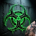 The biohazard symbol – style Flux Inscriptions – tattoo sketch (12.11.2025 08:55)