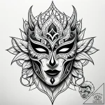 Black mask cracked down the middle, concept a… – style Jaeger Simple – tattoo sketch (12.11.2025 08:58)