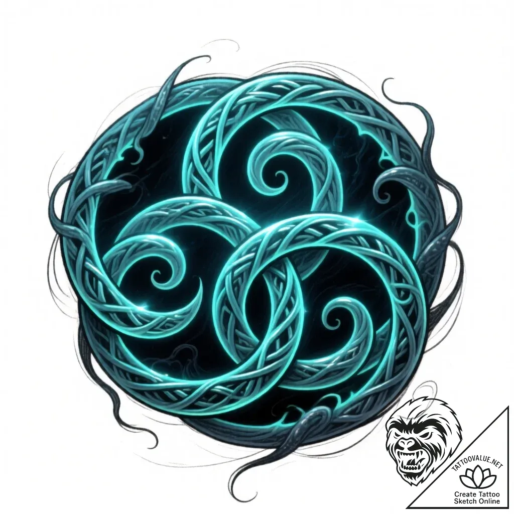 Triskelion - style Flux Inscriptions - tattoo sketch (12.11.2025 09:07)