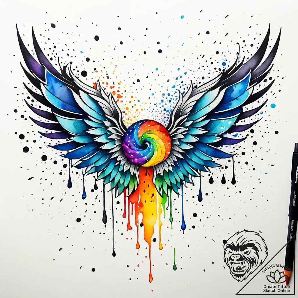 Vortex wings tearing through veil, concept ar... - style Jaeger Simple - tattoo sketch (12.11.2025 09:09)