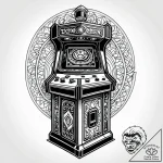 Abandoned arcade machine, its screen a portal… – style Jagger Old – tattoo sketch (12.11.2025 09:16)