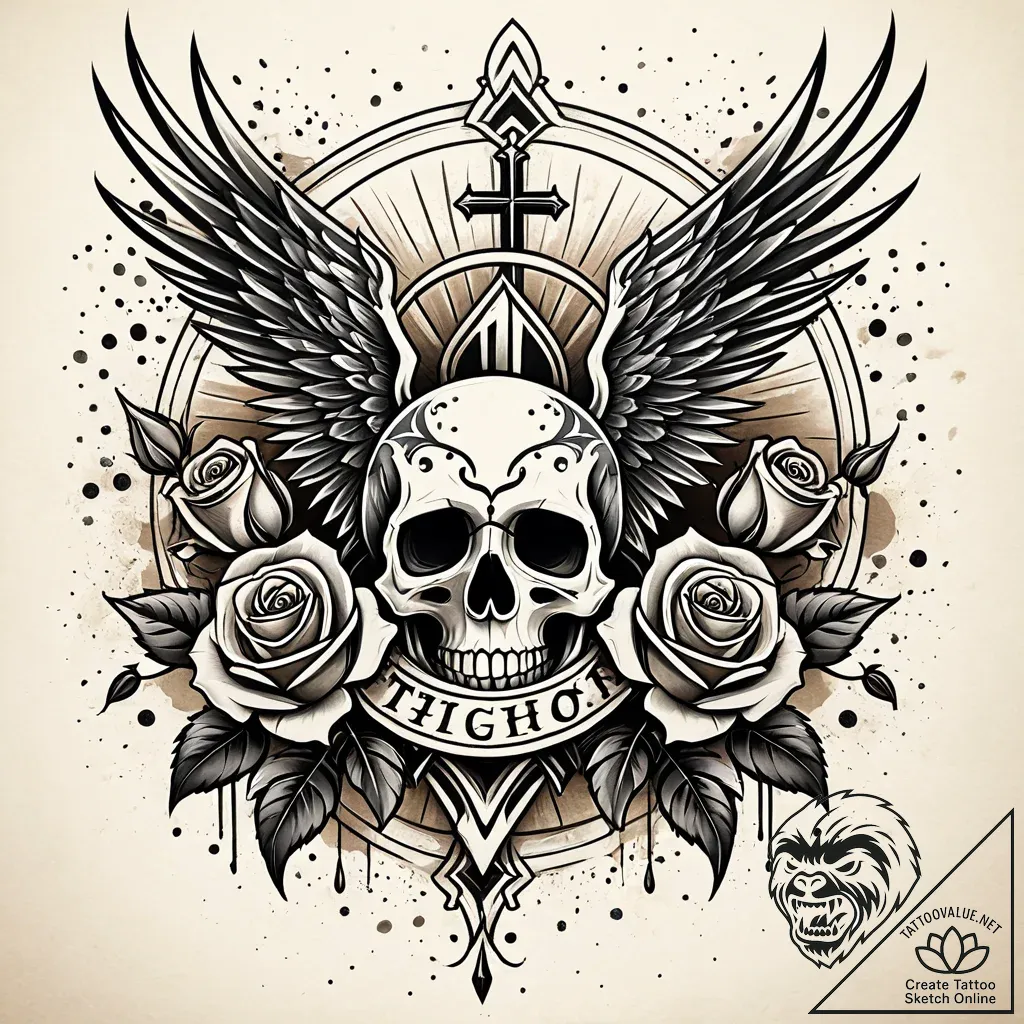 Jagged wings tearing through mist, concept ar... - style Jaeger Simple - tattoo sketch (12.11.2025 09:34)