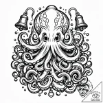 Kraken devouring sunken bells, tattoo drawing… – style Jaeger Mini – tattoo sketch (12.11.2025 09:37)