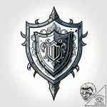 Tattoo sketch, medieval shield with intricate… – style Jagger Old – tattoo sketch (12.11.2025 09:40)