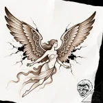 Nymph wings tearing through mist, tattoo flas… – style Flux Inscriptions – tattoo sketch (12.11.2025 09:43)