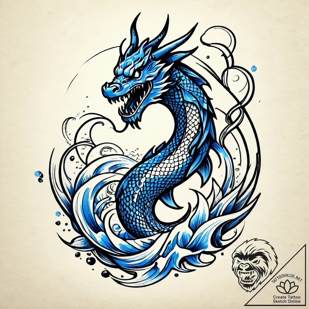 Flamethrower spitting a jet of spectral, blue... - style Jagger Old - tattoo sketch (12.11.2025 09:52)