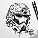 Dystopian soldier’s helmet with a cracked, ho… – style Jaeger Simple – tattoo sketch (12.11.2025 09:57)