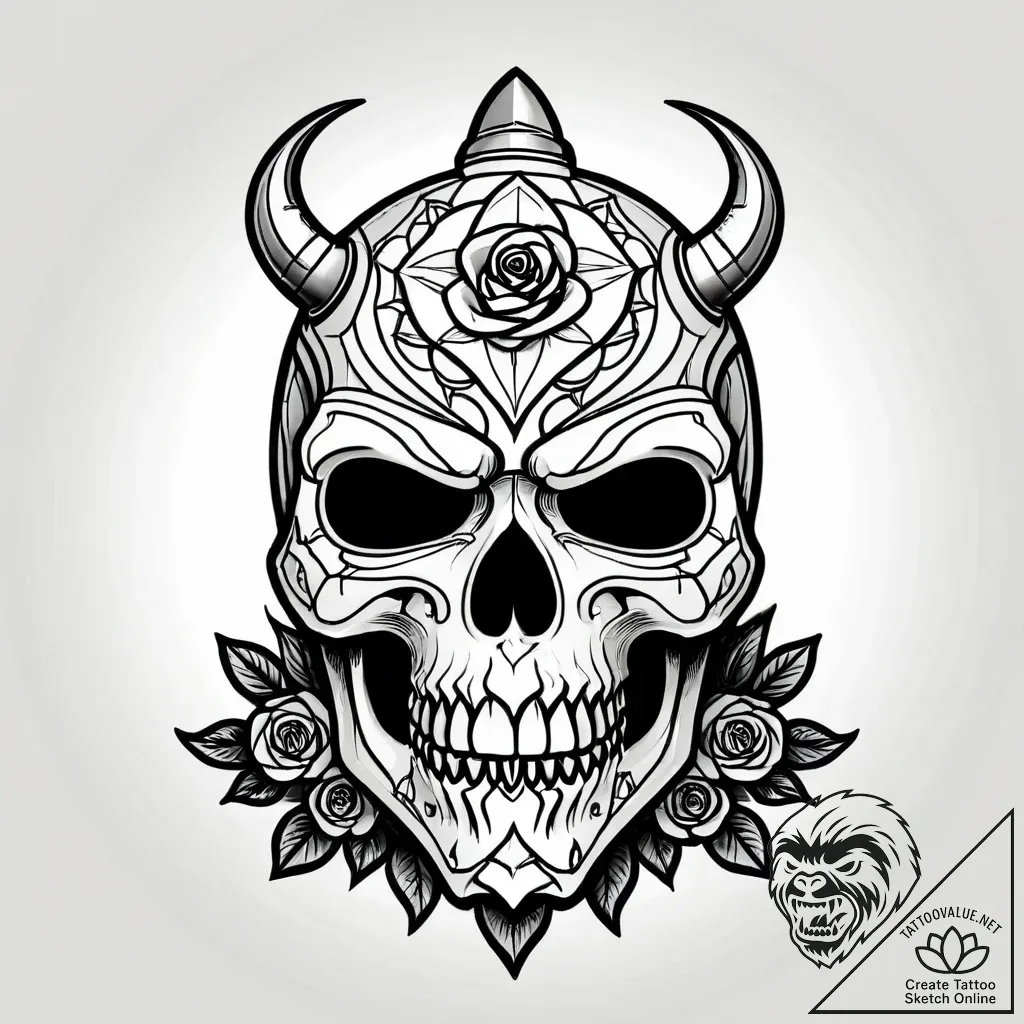 Kabuto helmet cracked in battle, tattoo line... - style Jagger Old - tattoo sketch (12.11.2025 10:04)