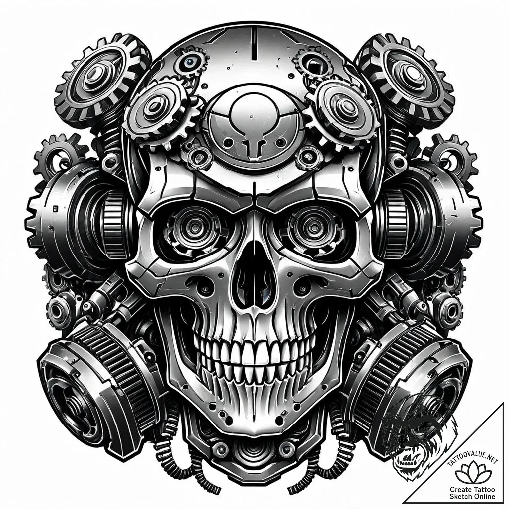 Tat tattoo sketch, biomechanical skull with g... - style Jaeger Mini - tattoo sketch (12.11.2025 10:25)