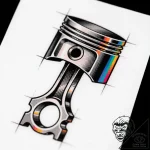 Piston, tattoo drawing outline, vibrant color… – style Flux Inscriptions – tattoo sketch (12.11.2025 10:31)