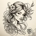 сћсђрёсѓс‚, artistic tattoo sketch, fine line… – style Jaeger Simple – tattoo sketch (12.11.2025 10:58)