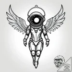 Astronaut with wings made of wires, tattoo sk… – style Jagger Old – tattoo sketch (12.11.2025 11:03)