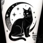Tattoo sketch, black cat with crescent moon a… – style Flux Inscriptions – tattoo sketch (12.11.2025 11:07)