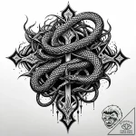 Nether serpent beneath crimson sky, tattoo li… – style Jaeger Mini – tattoo sketch (12.11.2025 11:13)