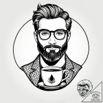 Tattoo sketch, hipster with vintage glasses a… – style Jagger Old – tattoo sketch (12.11.2025 11:15)