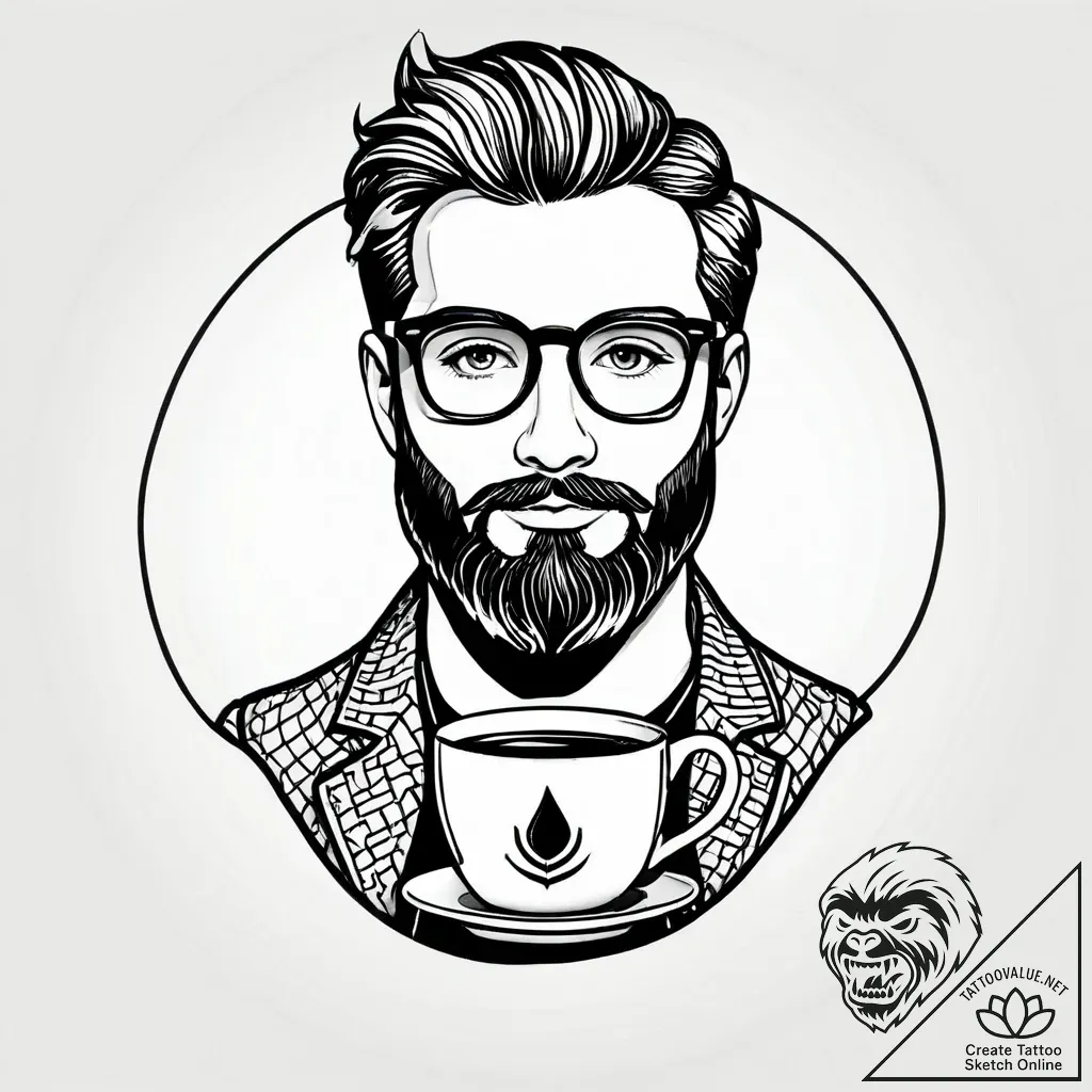Tattoo sketch, hipster with vintage glasses a... - style Jagger Old - tattoo sketch (12.11.2025 11:15)